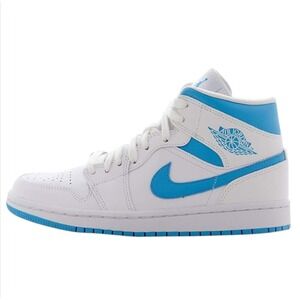 Nike Air Jordan 1 Mid UNC White University Blue Sneakers‎ Womens Size 7.5